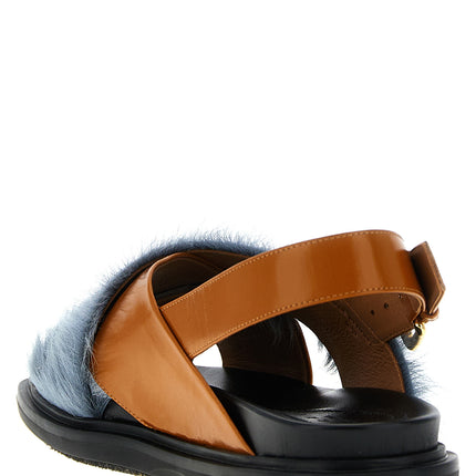 Marni Multicolor Lamb Leather Flat Sandals