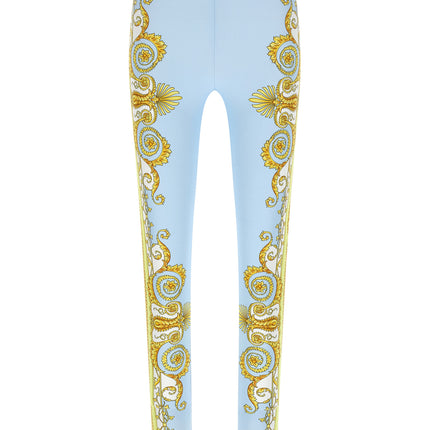 Versace Blue Nylon Leggings