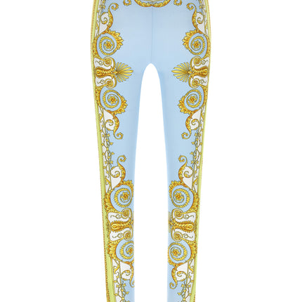 Versace Blue Nylon Leggings