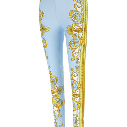 Versace Blue Nylon Leggings
