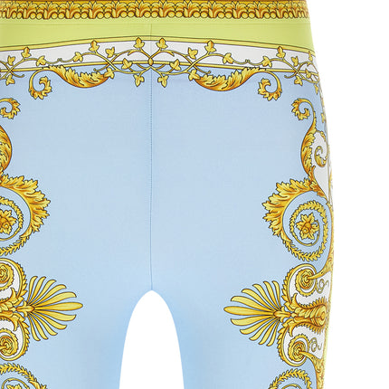 Versace Blue Nylon Leggings
