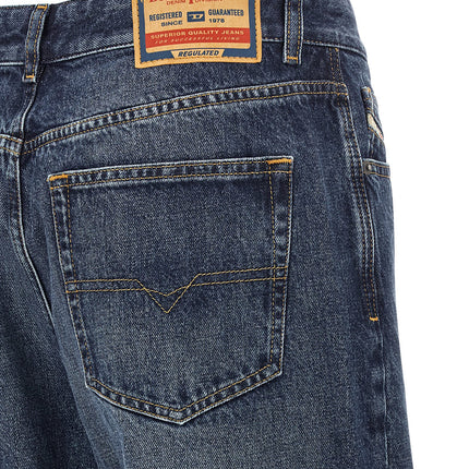 Diesel Blue Cotton Straight-Leg Jeans