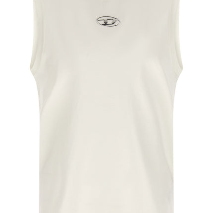 Diesel White Cotton Sleeveles T-Shirt