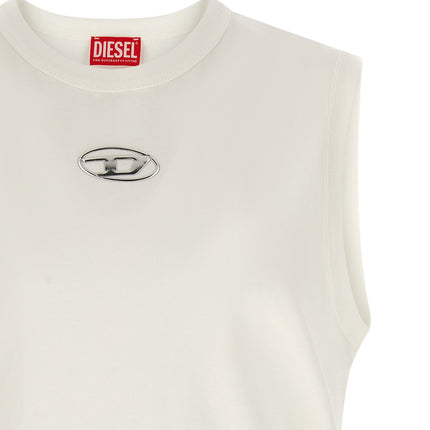 Diesel White Cotton Sleeveles T-Shirt
