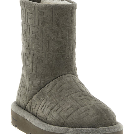 Fendi Gray Calfskin Ankle Boots
