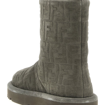 Fendi Gray Calfskin Ankle Boots