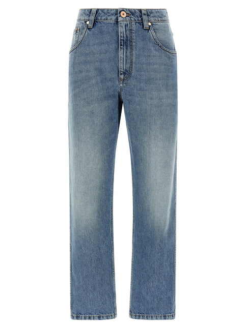 Brunello Cucinelli Blue Cotton Straight-Leg Jeans