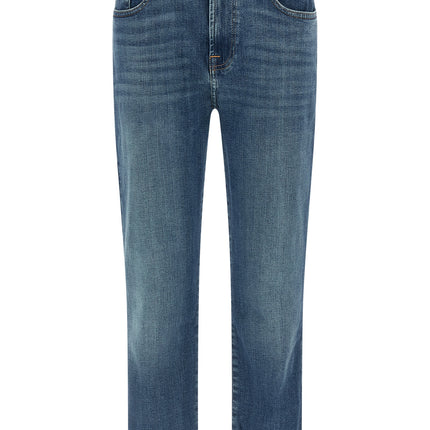 7 For All Mankind Blue Cotton Relaxed Fit Jeans