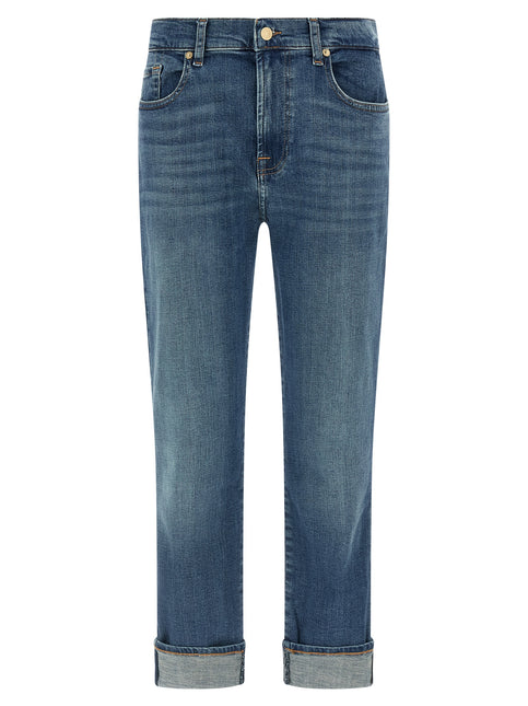 7 For All Mankind Blue Cotton Relaxed Fit Jeans