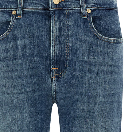 7 For All Mankind Blue Cotton Relaxed Fit Jeans