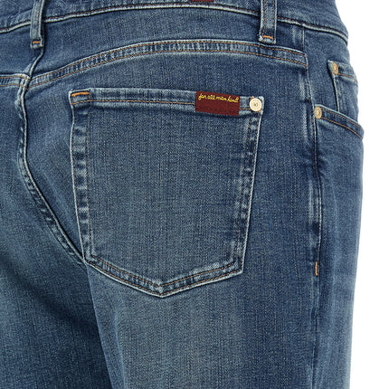 7 For All Mankind Blue Cotton Relaxed Fit Jeans