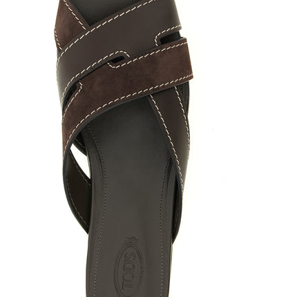 Tod's Brown Calfskin Slides