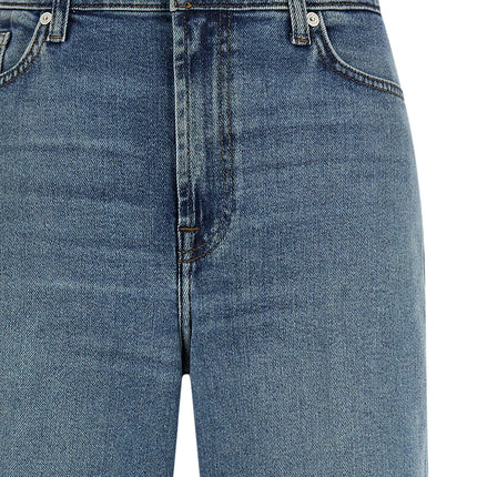 7 For All Mankind Blue Cotton Straight-Leg Jeans