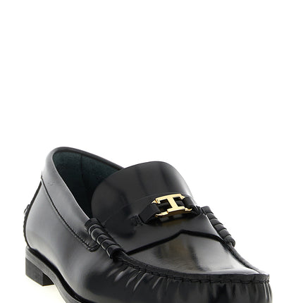 Tod's Black Calfskin Slip-On Loafers