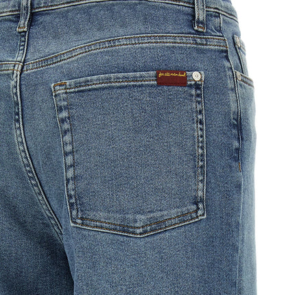 7 For All Mankind Blue Cotton Straight-Leg Jeans