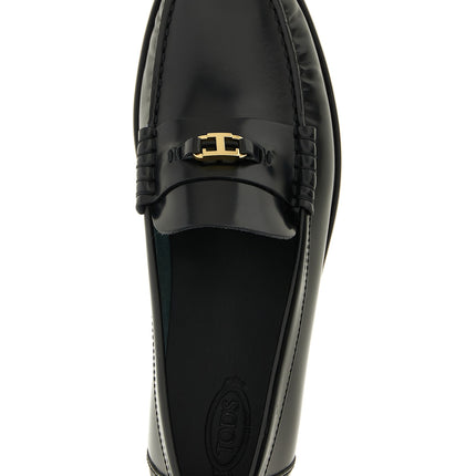 Tod's Black Calfskin Slip-On Loafers