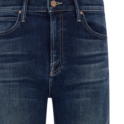 Mother Denim Blue Cotton Straight-Leg Jeans