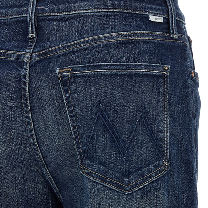 Mother Denim Blue Cotton Straight-Leg Jeans