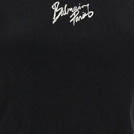 Balmain Black Cotton Sleeveles T-Shirt