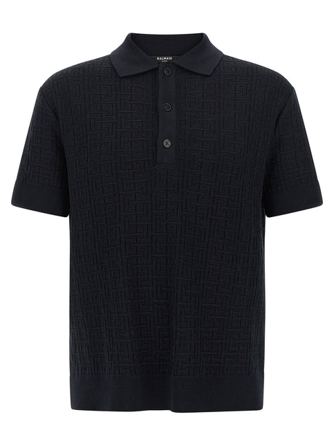 Balmain Blue Wool Polo Shirt