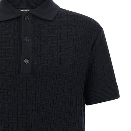Balmain Blue Wool Polo Shirt