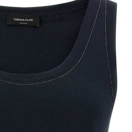 Fabiana Filippi Blue Cotton Sleeveles T-Shirt