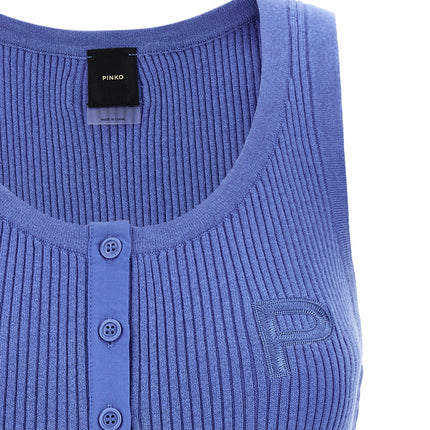 PINKO Blue Cotton Tank Tops