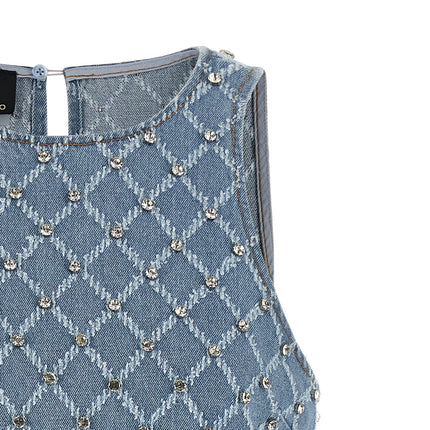 PINKO Blue Cotton Short Dress