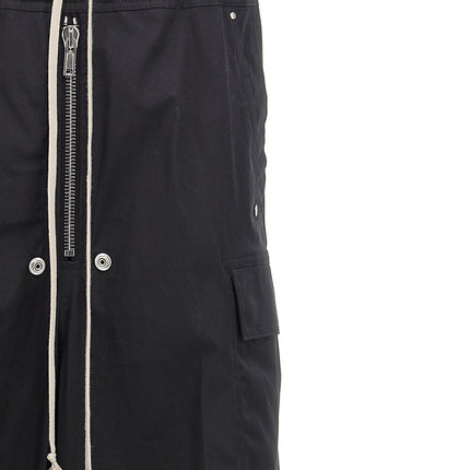 Rick Owens Black Cotton Cargo Pants