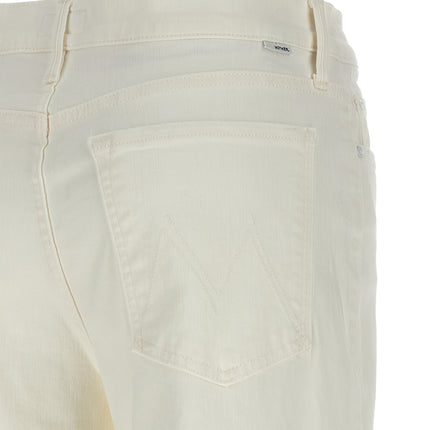 Mother Denim White Cotton Flared Jeans