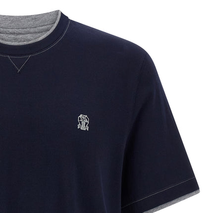 Brunello Cucinelli Blue Cotton T-Shirt