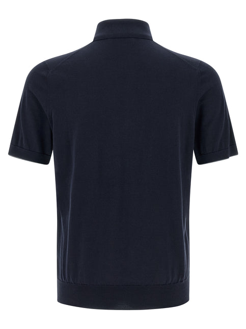 Brunello Cucinelli Blue Cotton Polo Shirt