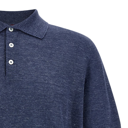 Brunello Cucinelli Blue Linen Polo Shirt