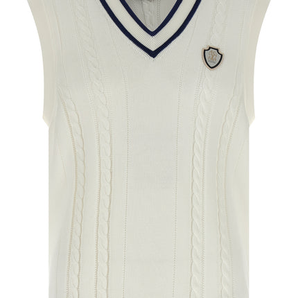 Brunello Cucinelli White Cotton Sleeveles Sweater