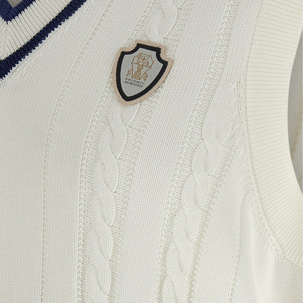 Brunello Cucinelli White Cotton Sleeveles Sweater