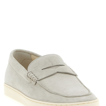 Brunello Cucinelli Gray Calfskin Slip-On Loafers