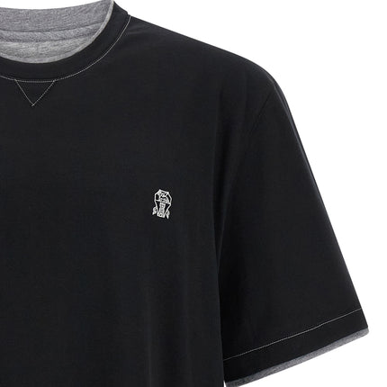 Brunello Cucinelli Black Cotton T-Shirt
