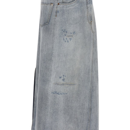 MM6 Maison Margiela Blue Cotton Mini Skirt