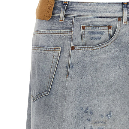 MM6 Maison Margiela Blue Cotton Mini Skirt