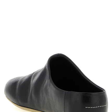 MM6 Maison Margiela Black Calfskin Clogs