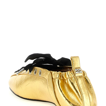 Ganni Gold Polyethylene Ballet Flats