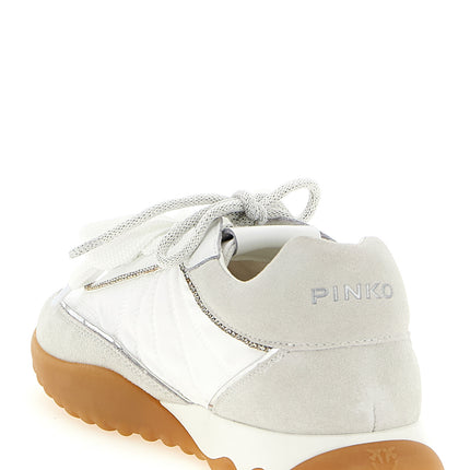 PINKO White Calfskin Athletic Sneakers
