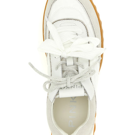 PINKO White Calfskin Athletic Sneakers
