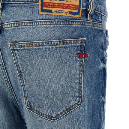 Diesel Blue Cotton Straight-Leg Jeans