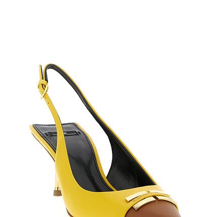 Elisabetta Franchi Bicolor Leather Mid Heel Pumps