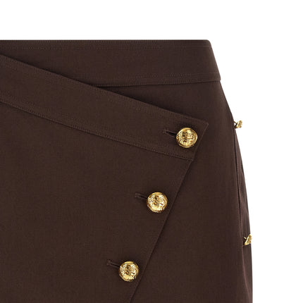 Elisabetta Franchi Brown Cotton Long Skirt