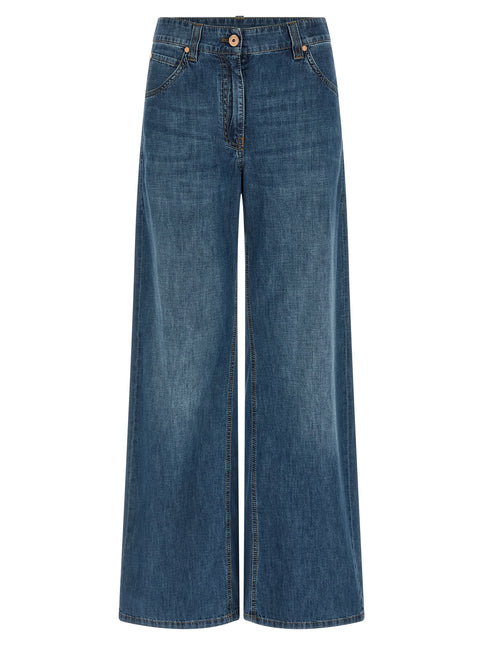 Brunello Cucinelli Blue Cotton Relaxed Fit Jeans