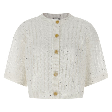 Brunello Cucinelli White Linen Cardigan