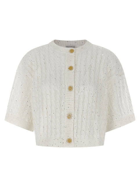 Brunello Cucinelli White Linen Cardigan