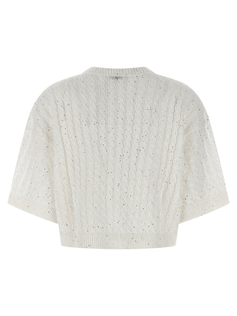 Brunello Cucinelli White Linen Cardigan